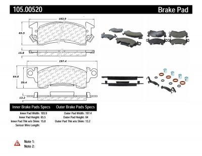 CEN105.00520 POSI-QUIET CERAMIC BROMS KLOSSAR MED SHIMS OCH MONTERINGS SATS