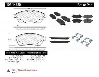 CEN105.14220 BRAKE PADS FRONT CADILLAC SRX 2010 - 2016
