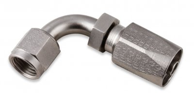 EAR139106 Power Steering Hose End - 90 Degree -6 AN 90 Steel w/ Nickel Plated Finish