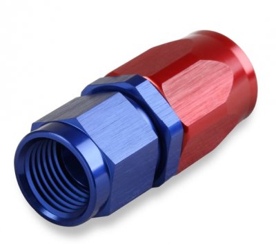 MRG220108 MR. GASKET -8 AN STRAIGHT SWIVEL HOSE END - RED & BLUE