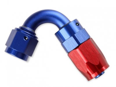 MRG231210 Mr. Gasket -10 AN 120 Degree Swivel Hose End - Red & Blue