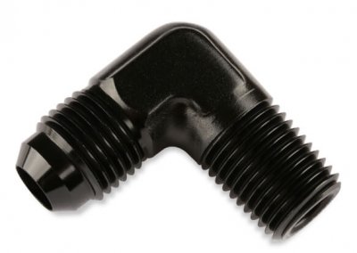 MRG482266-BL MR. GASKET 90 DEGREE -6 AN TO 3/8 INCH NPT ADAPTER - BLACK