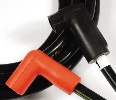 ACC7050 ACCEL SPARK PLUG WIRES - 300+ FERRO-SPIRAL RACE WIRE SET - 8.8MM 1975-1982 Chevrolet Corvette - Black Wire w/ Red Plug B