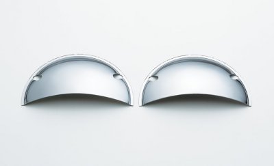 MRG9650 Headlight Shields, Half, Round, Steel, Chrome, 5 3/4 in., Pair