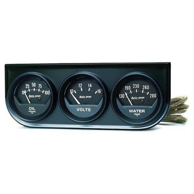 AOM2348 GAUGE CONSOLE, OILP/WTMP/VOLT, 2", 100PSI/280F/16V, BLK DIAL, BLK BZL, AG