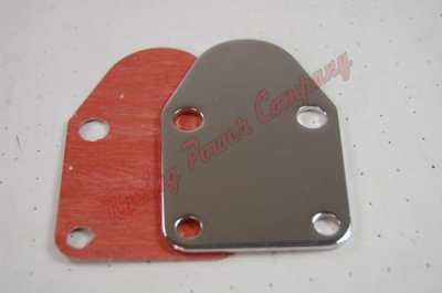 RPCS2057 Chrome Steel SB Chevy 283-400 Fuel Pump Block-Off Plate with Gasket