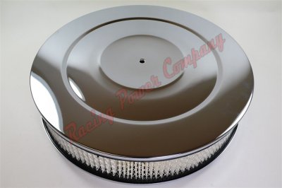 RPCS2148BOX Chrome 14" x 3" Performance Style Air Cleaner Set - Paper Element & Flat Base