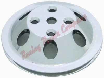 RPCS9482 Polished Aluminum SB Chevy V8 Single Groove Water Pump Pulley - LWP Upper