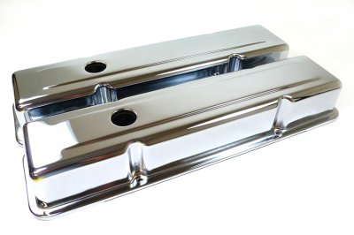 RPCS9214 1955-57 SB CHEVY OFFSET HOLE VALVE COVER – CHROME